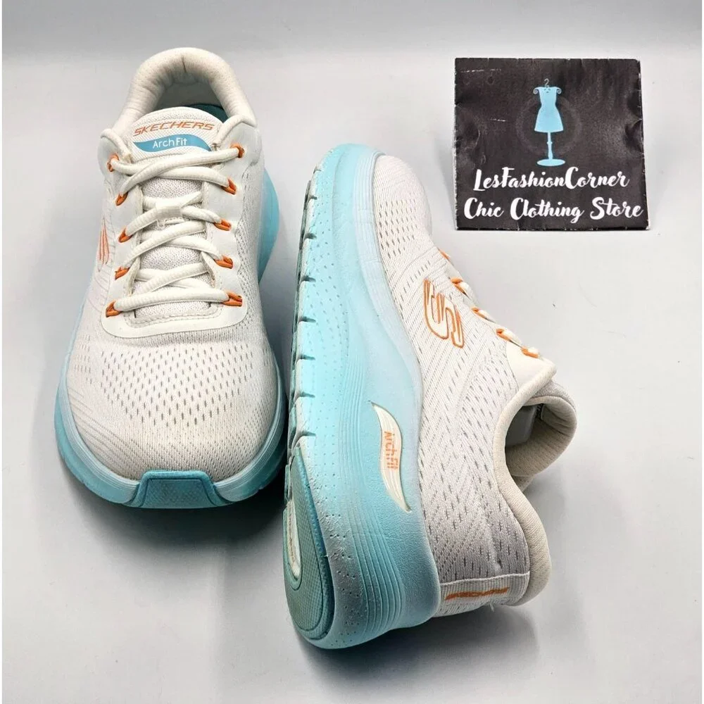 Skechers Men's White & Aqua Arch Fit 2 Athletic Running Sneakers Size 8.5 2904 - Picture 12 of 16